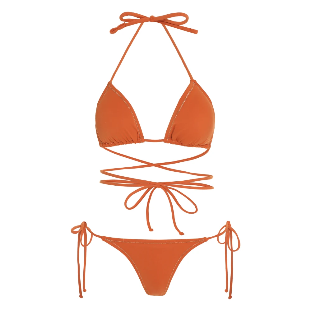 Reina Olga Triangle Lurex Stiksels Bikini Orange Dames