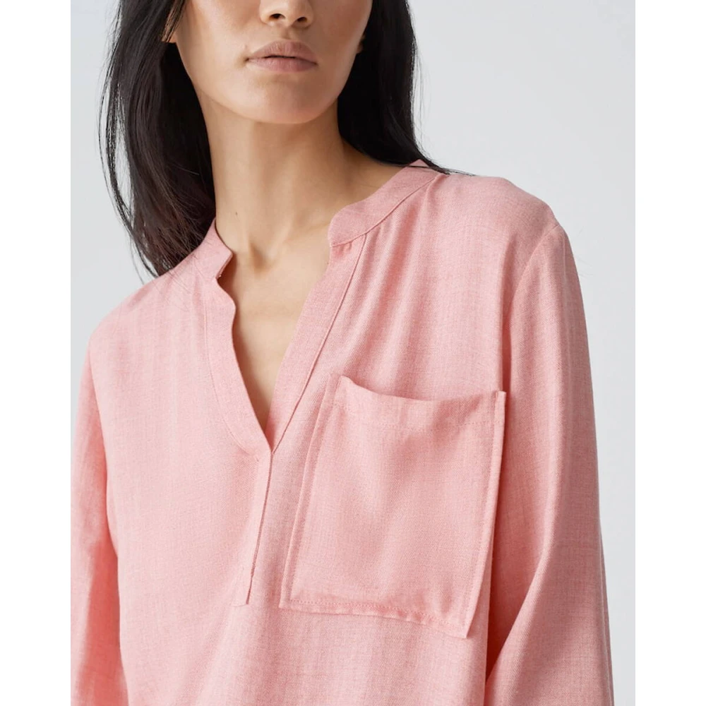 Opus Lange Mouw Fanell Blouse Pink Dames