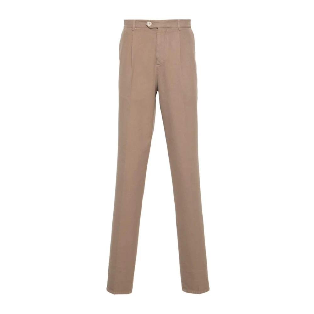 BRUNELLO CUCINELLI Aarde Bruin Katoen Twill Broek Brown Heren