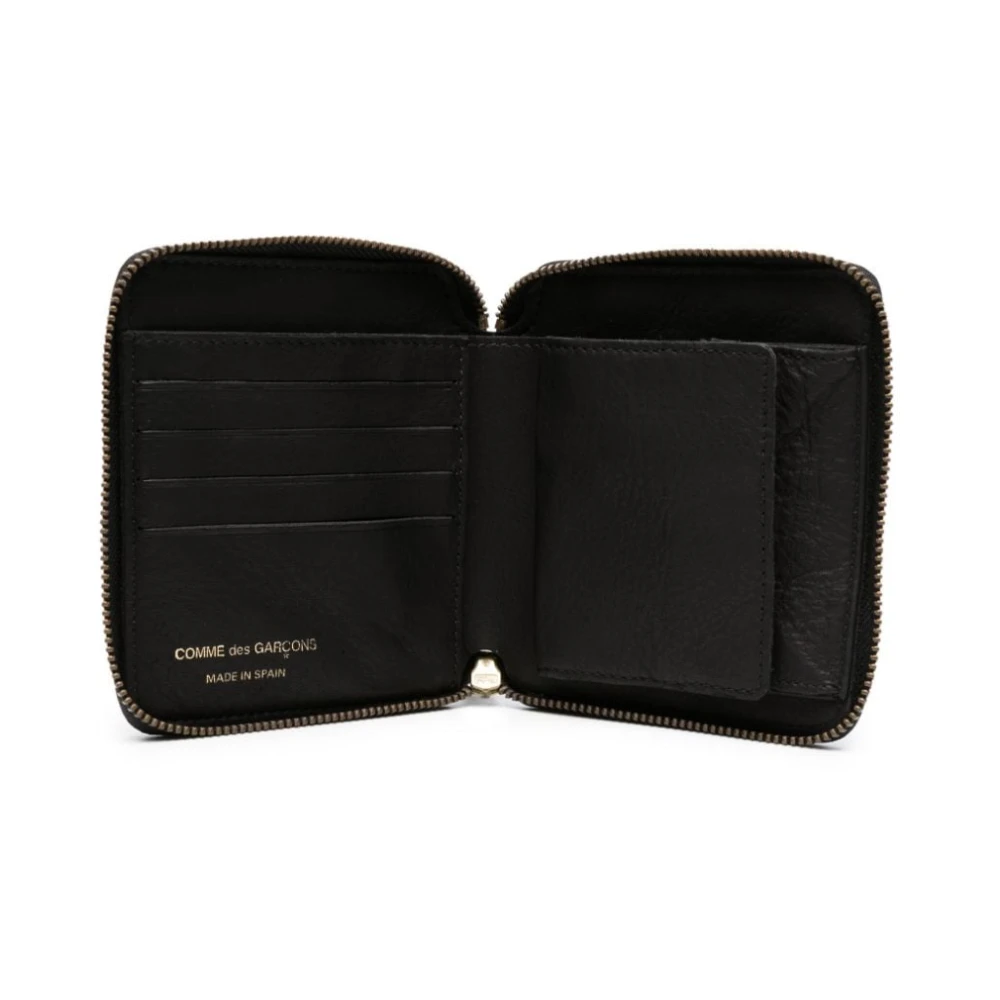 Comme des Garçons Zwarte Leren Ritsportemonnee Black Heren
