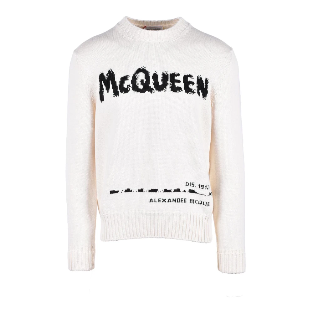 Alexander mcqueen Katoenen Gebreide Trui Blue Heren