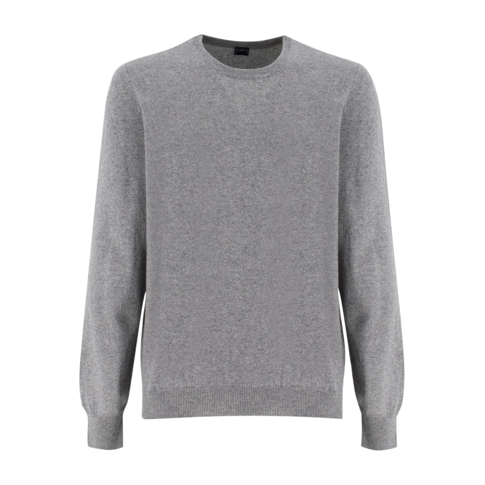 Fedeli Elegant Crew Neck Sweater Gray Heren