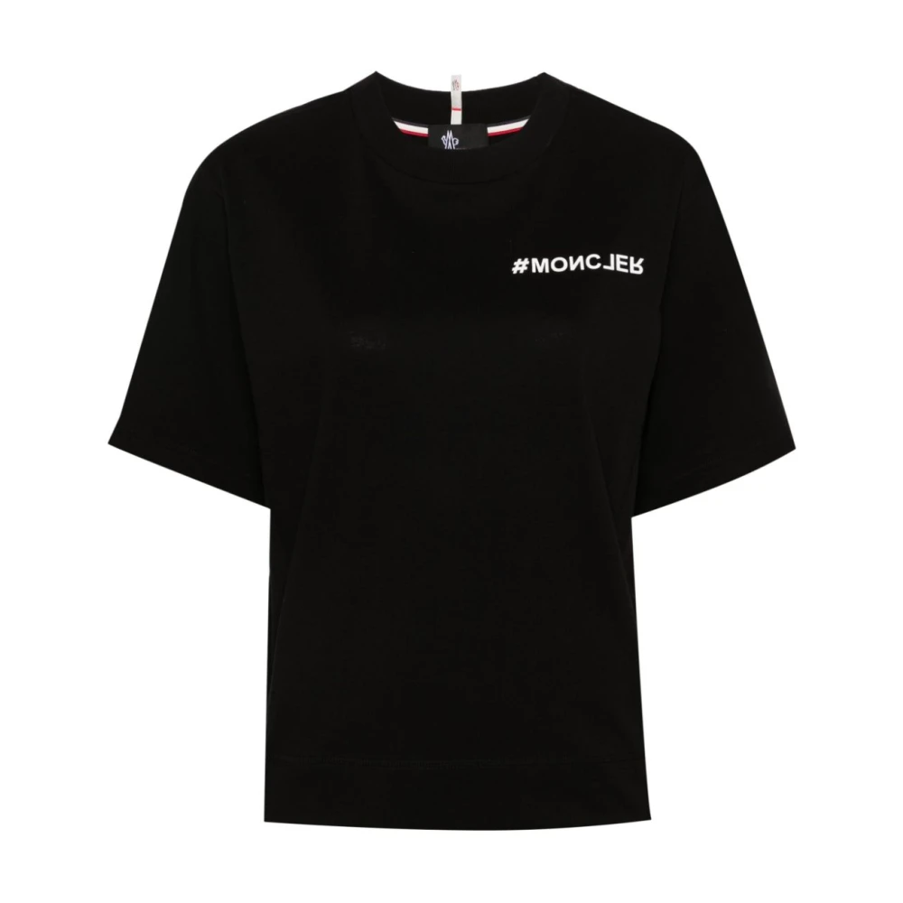 Moncler Zwart Logo T-shirt Lichtgewicht Jersey Black Dames