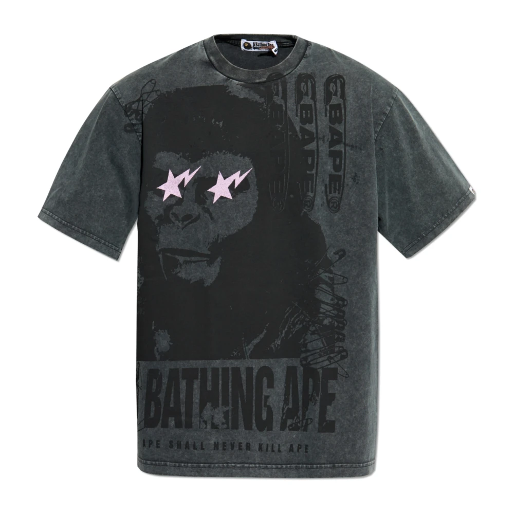 A Bathing APE T-shirt met logo Gray Heren