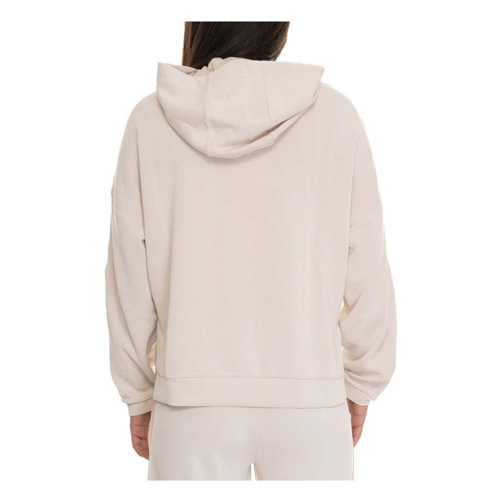 Emporio Armani EA7 Hoodie Zijstreep Sweat Tracksuit Beige Dames