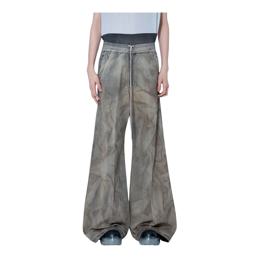 Rick Owens Men's Beige Wide Trousers, S, Wide Bela Trousers