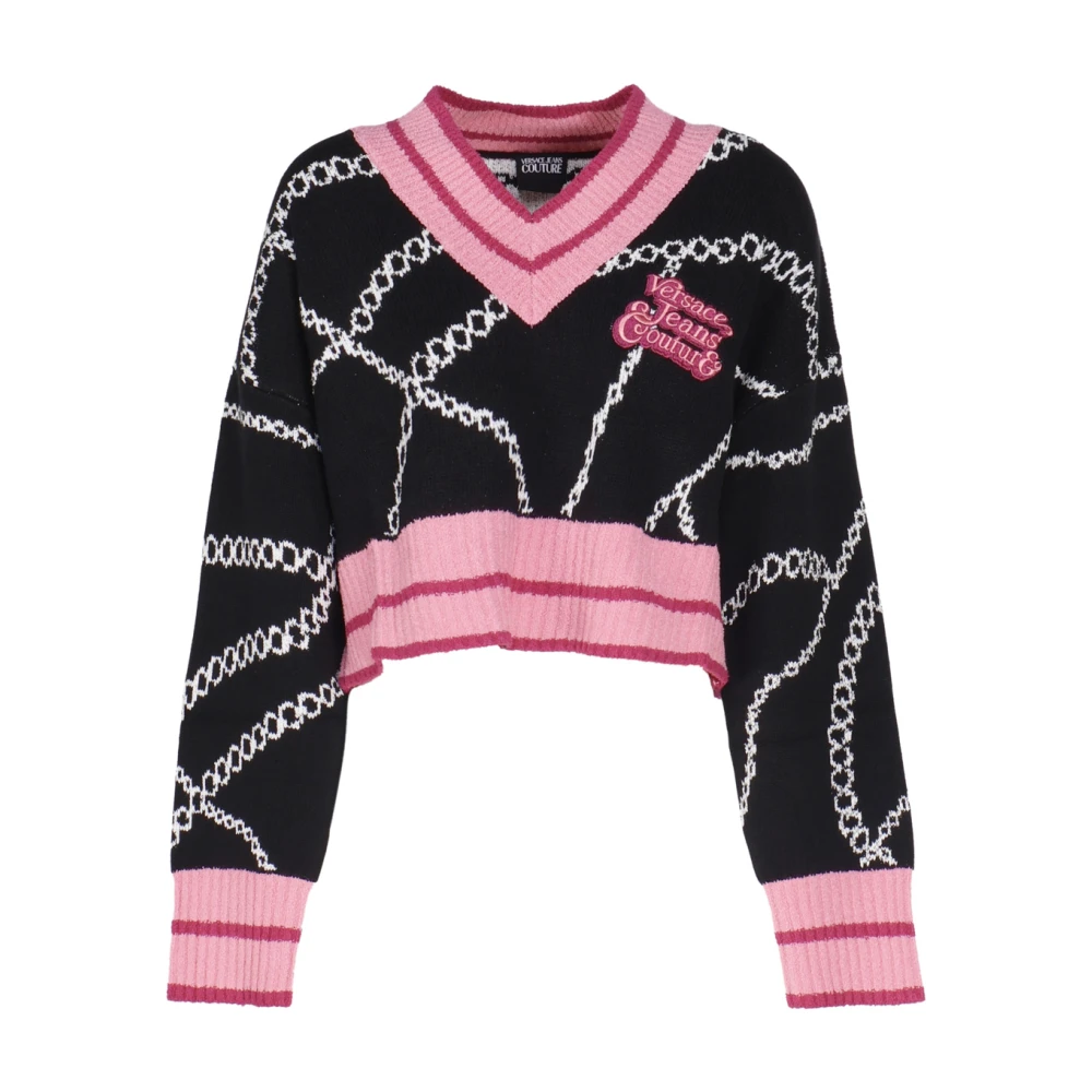 Versace Jeans Couture Trui met intarsia patroon en logo Pink Dames