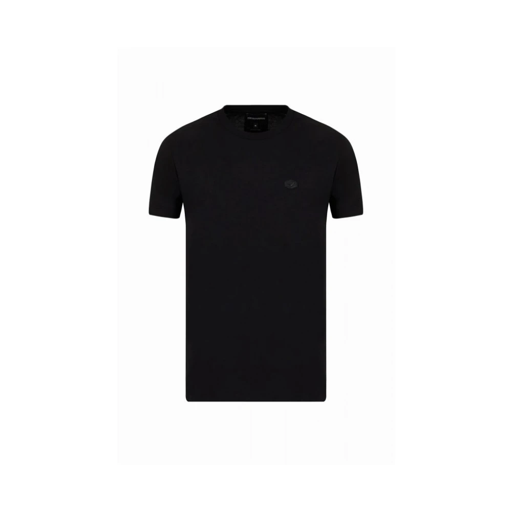 Emporio Armani Mannelijk Zwart Supima Jersey T-Shirt Met Micro Logo Patch