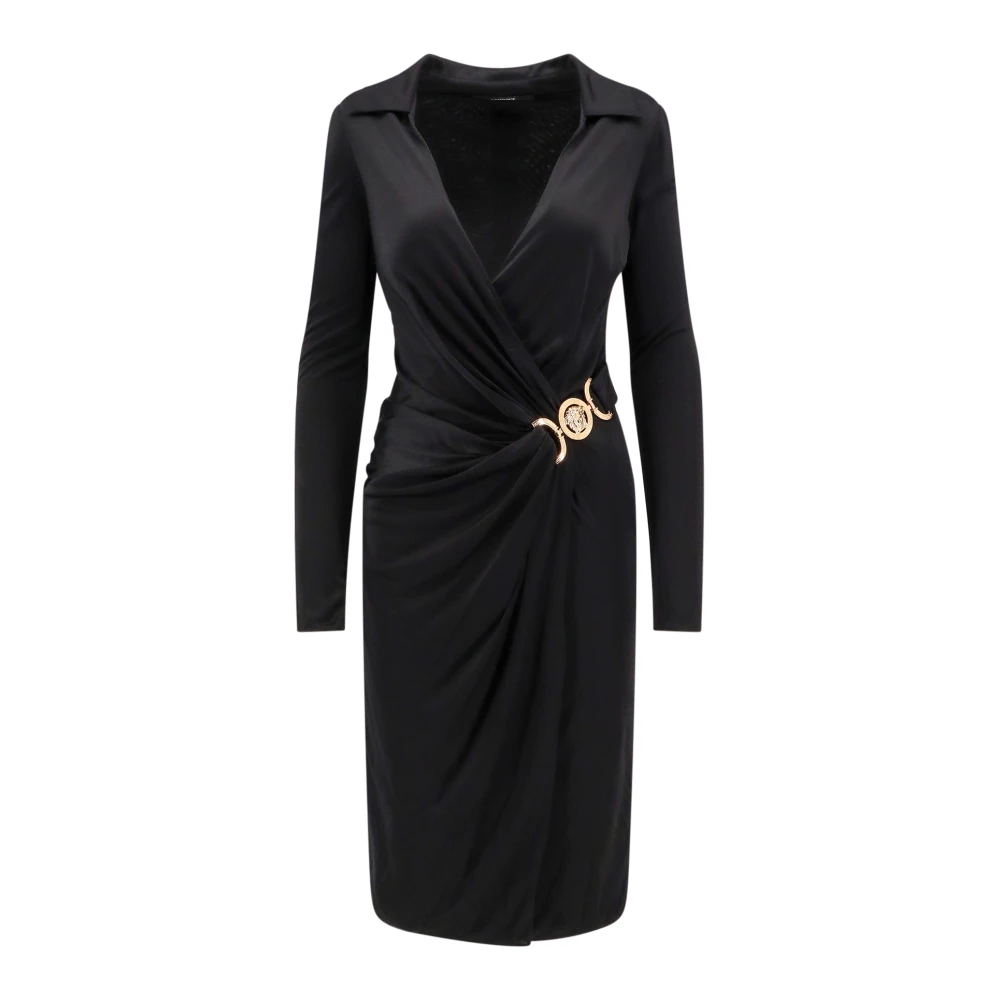 Versace Zwarte V-hals jurk gemaakt in Italië Black Dames