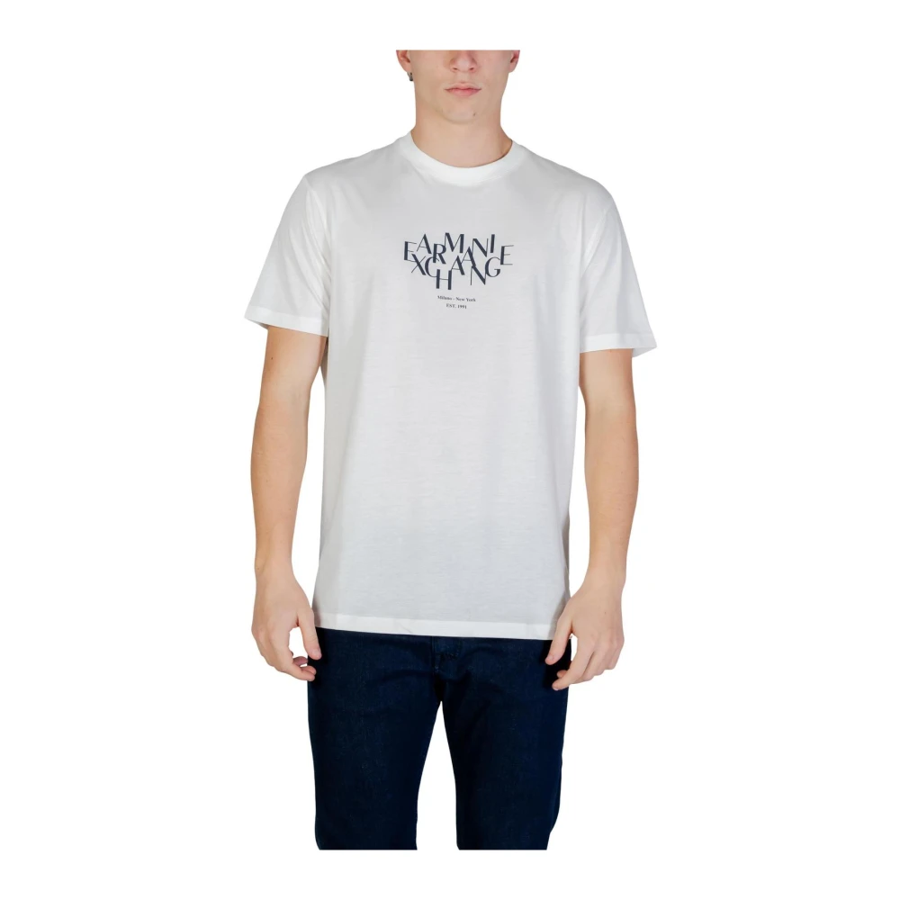 Armani Exchange Men's White T-Shirts, Xs, Printed Round Neck Short Sleeve T-Shirt