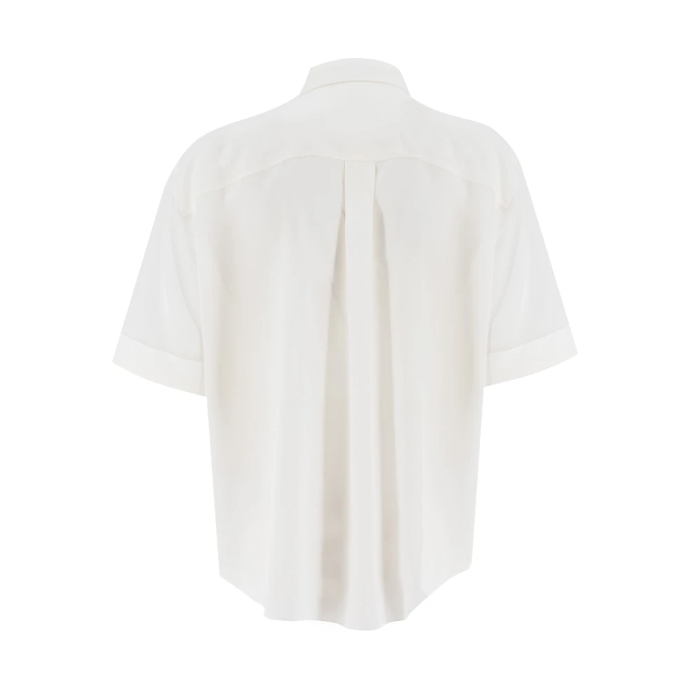 BRUNELLO CUCINELLI Zijden blouse met juweelkraag White Dames