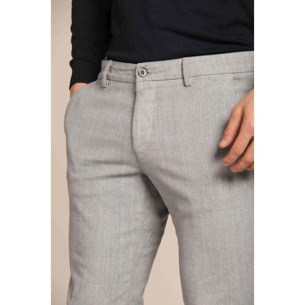 Mason's Glen Check Print Chino Broek Gray Heren