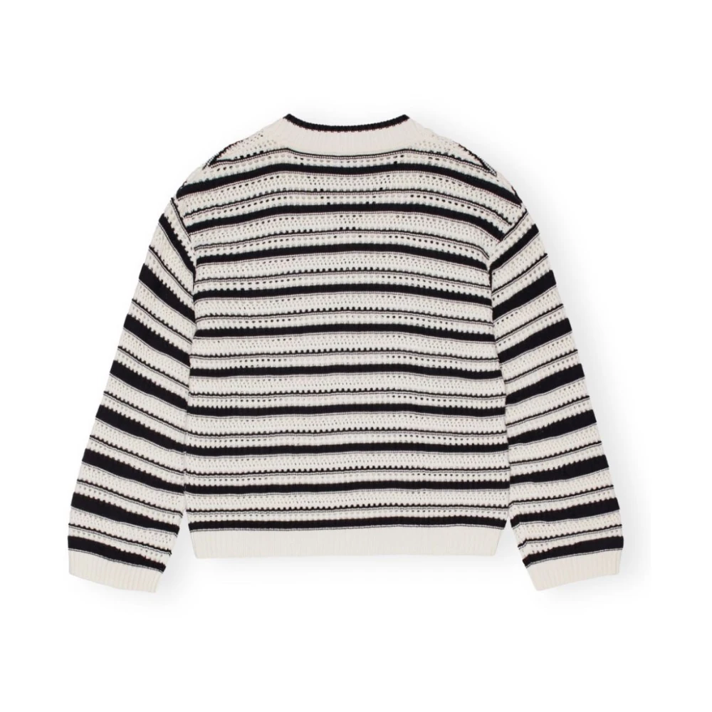 Ganni Gestreepte Katoenen V-Hals Trui Multicolor Dames