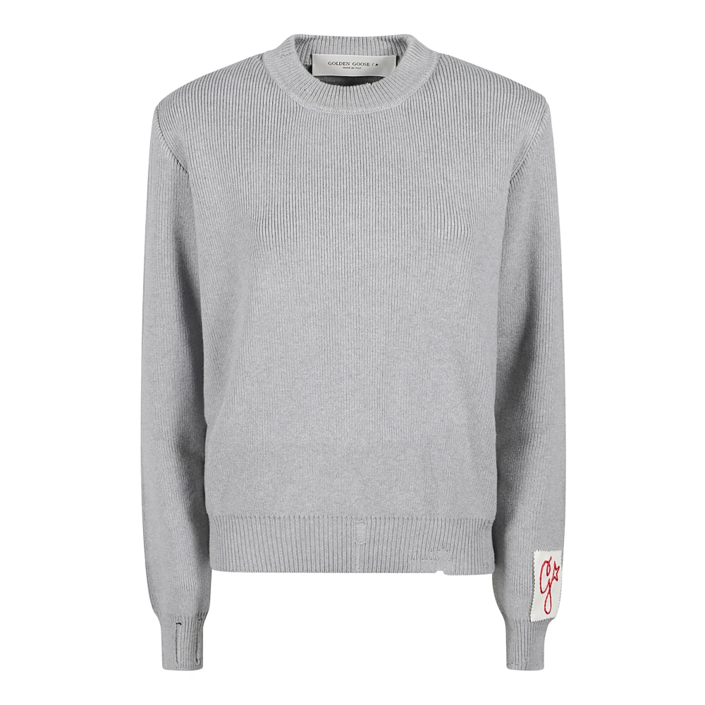 Golden Goose Women's Gray/Golden Distressed-Effect Jumper