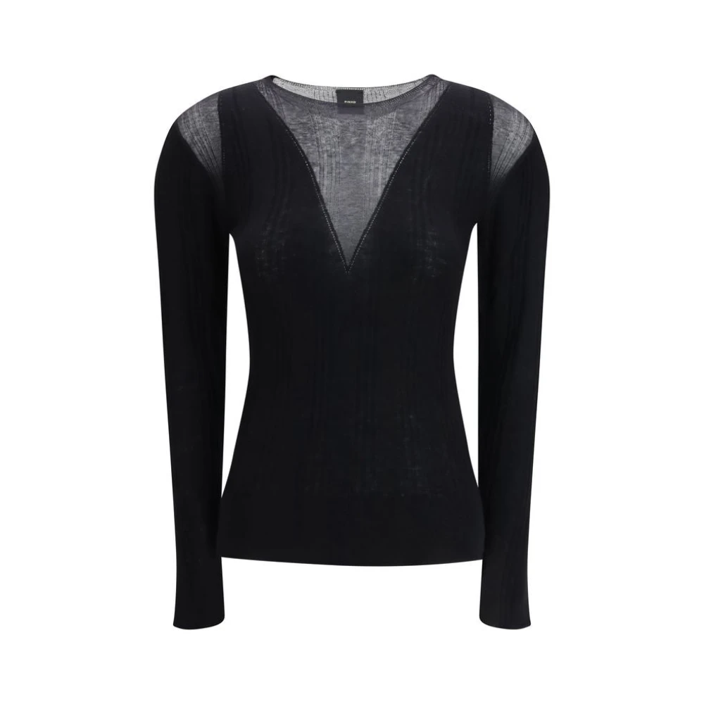 Pinko Women's Black Round-Neck Knitwear, Xs, Viscose Shirt