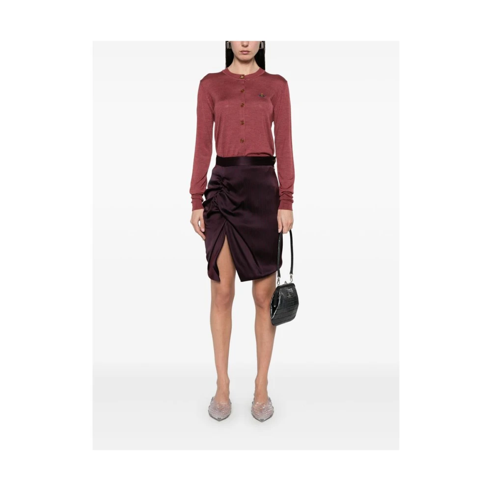 Vivienne Westwood Rode Pinstripe Rok met Voorspleet Red Dames