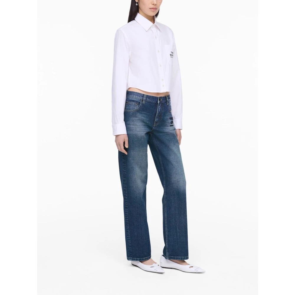 Marc Jacobs Indigo Denim Straight-Fit Jeans met Borduurwerk Blue Dames