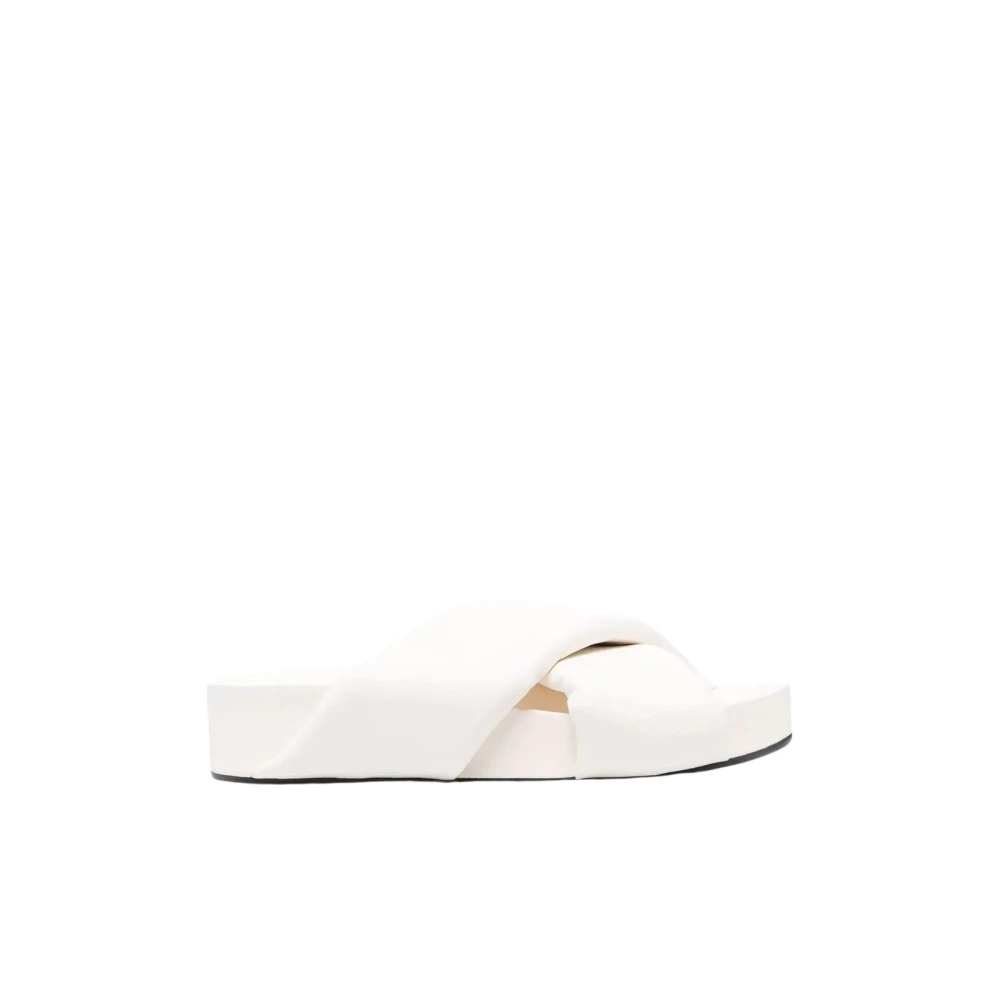 Jil Sander Women's White Crossover Strap Sliders Size 3 Uk