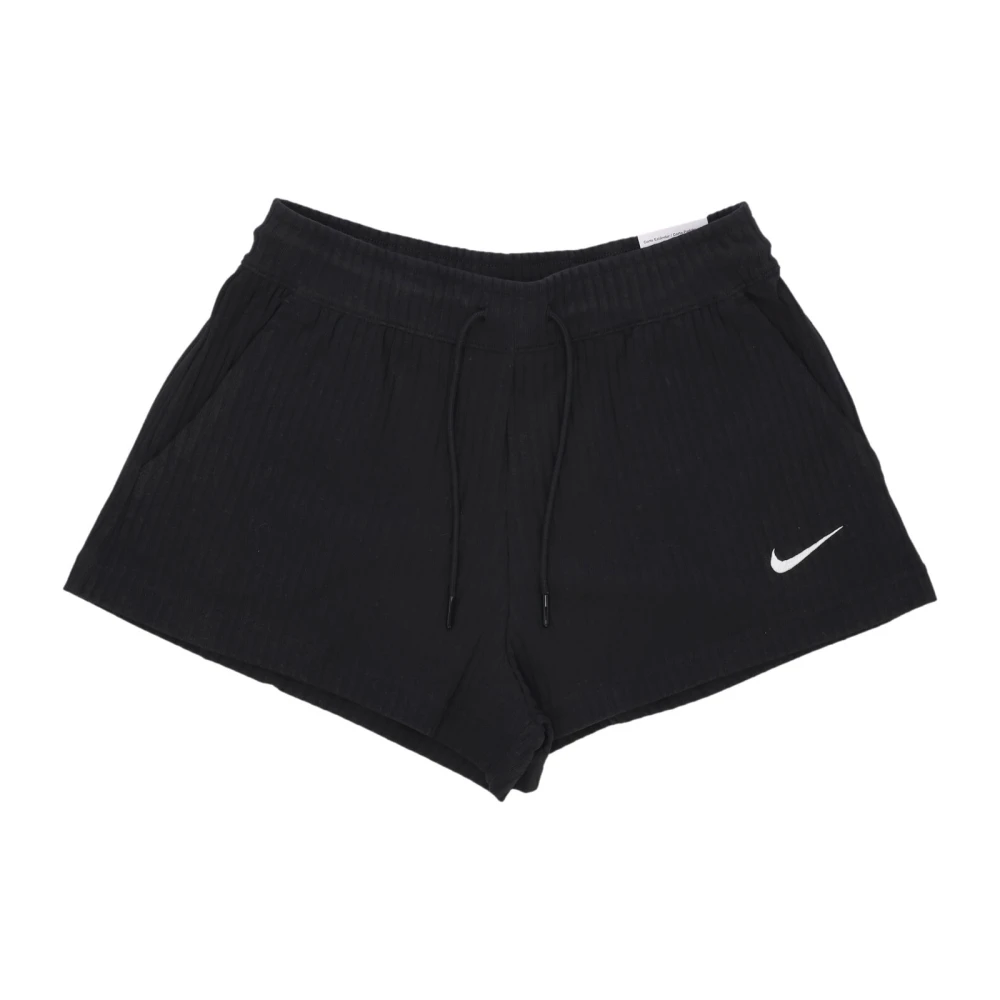 Nike Hoog getailleerde geribbelde jersey shorts Black Dames