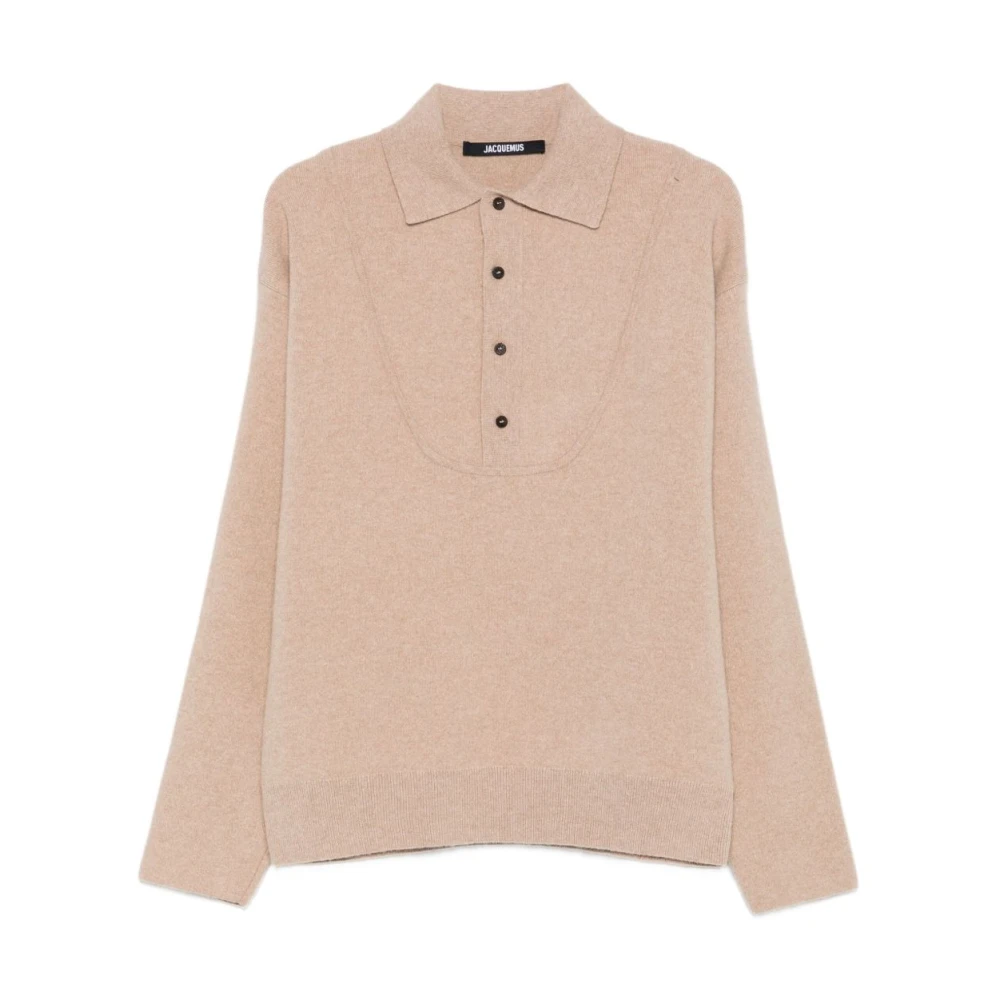 Jacquemus Men's Beige Round-Neck Knitwear, S, Jumper For Aw25