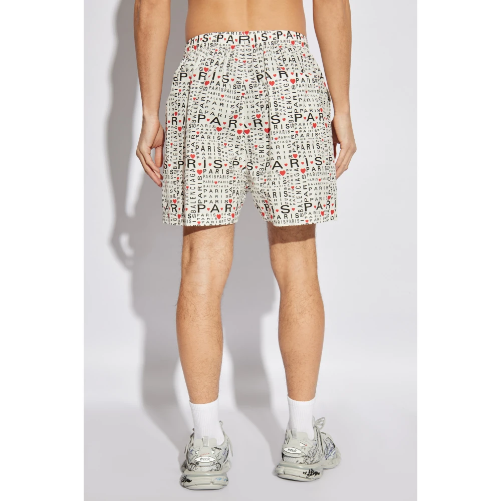 Balenciaga Shorts met logo White Heren