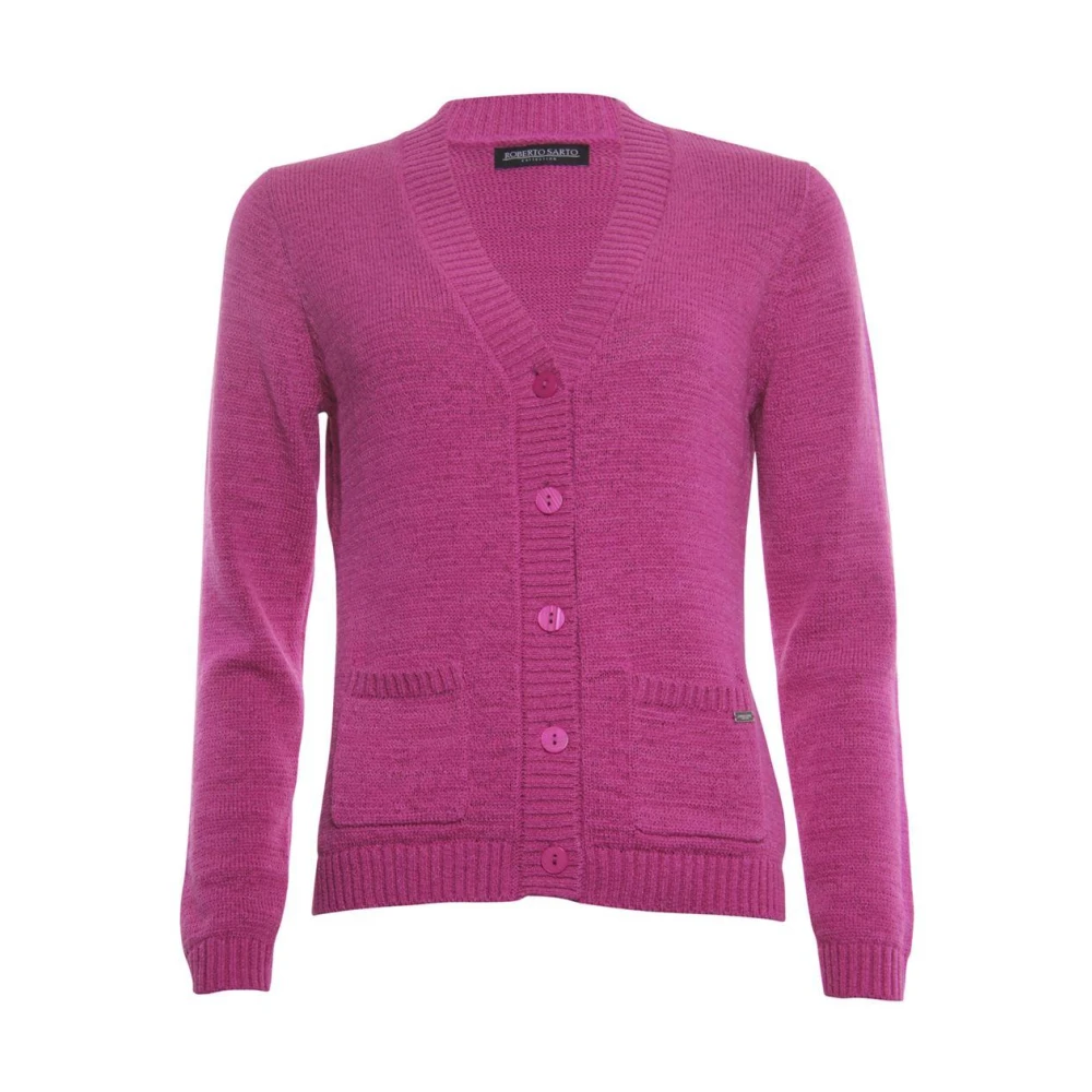 Roberto sarto vest Cardigan v-neck 411120 h945 pink (desert rose) Pink Dames