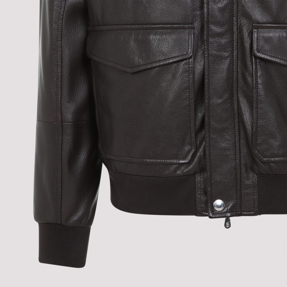 BRUNELLO CUCINELLI Bruin Leren Jas voor Mannen Brown Heren
