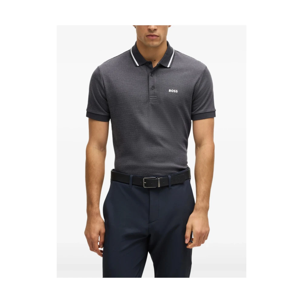Hugo Boss Grijze Polo Sweater met Logodetail Gray Heren