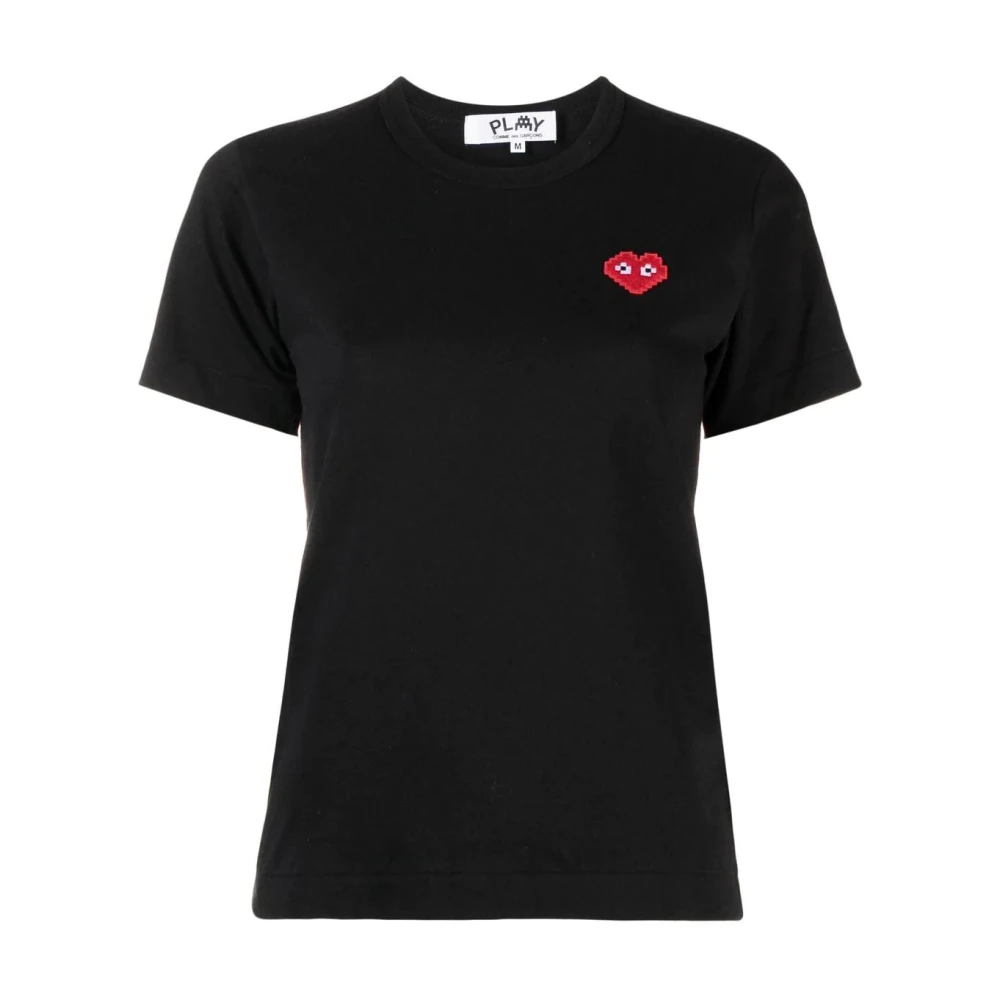 Comme des Garçons Play Zwart Katoenen Pixel Logo T-Shirt Black Dames