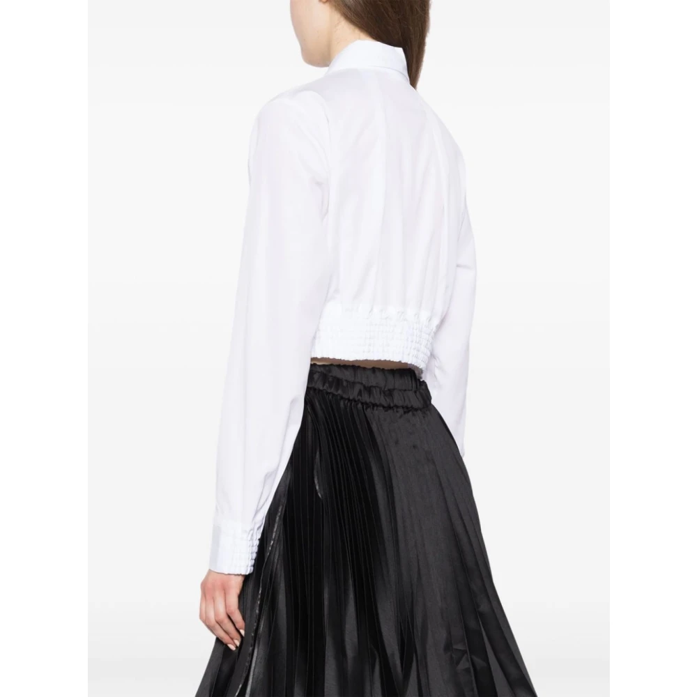 Noir Kei Ninomiya Witte Crop Katoenen Overhemd White Dames