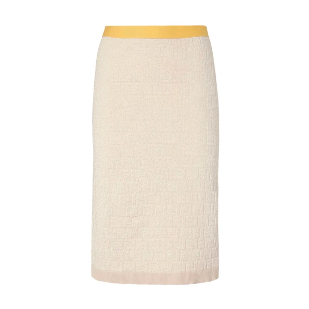 Fendi Vrouw Beige Rokken Dames, M, Katoen, Midi Rok