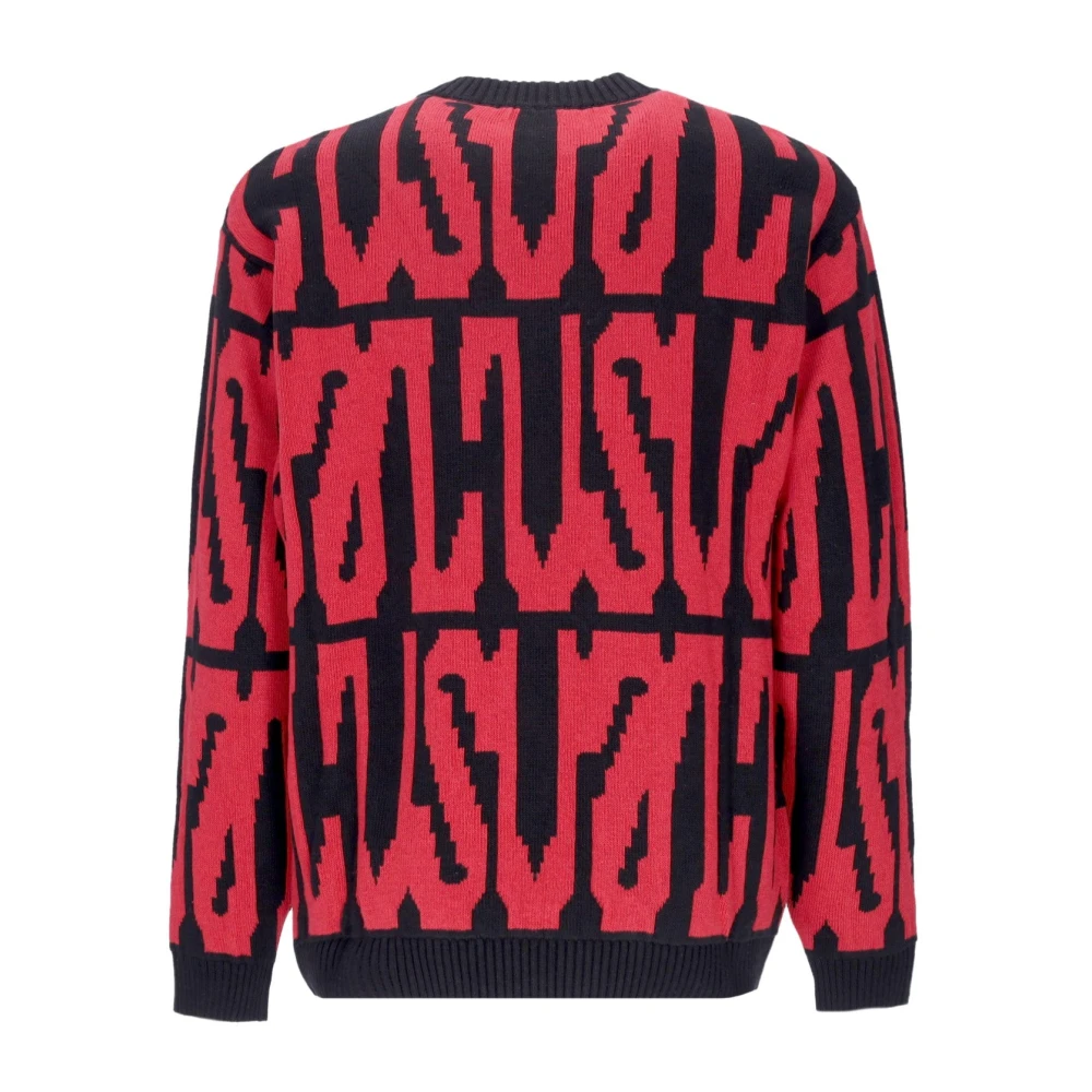 Usual Geborduurde Katoenen Crewneck Sweater Zwart Rood Multicolor Heren