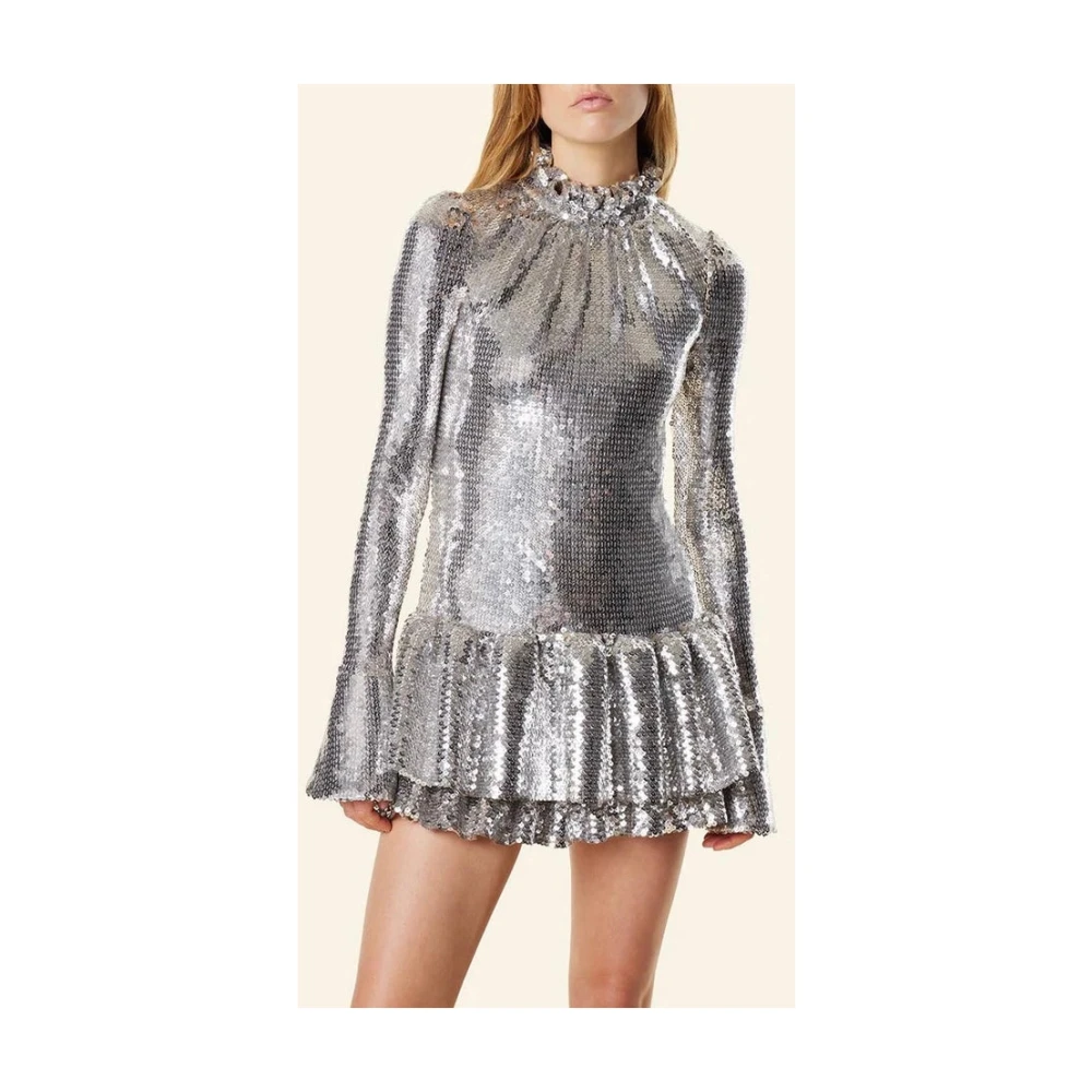 Paco Rabanne Pailletten Geborduurde Mini Jurk Gray Dames