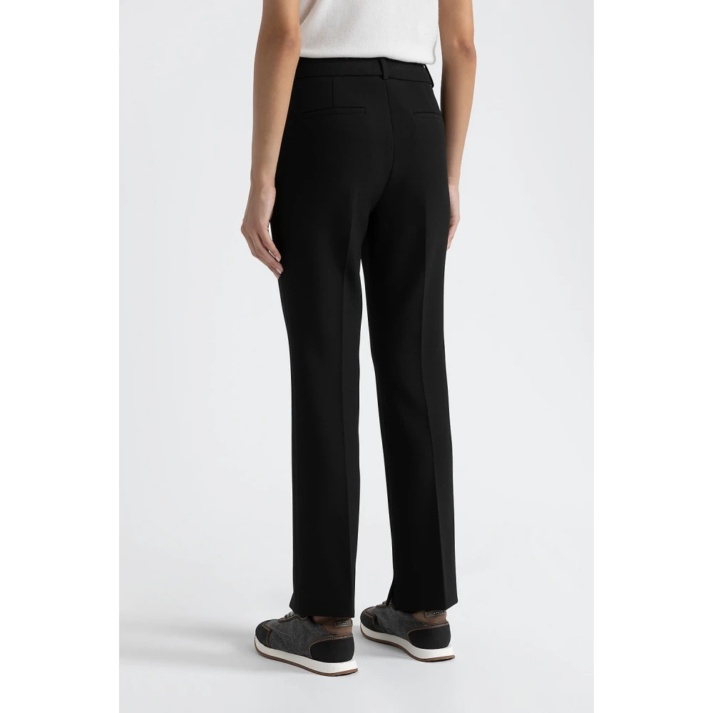 PESERICO Stretch viscose-katoenen broek Black Dames