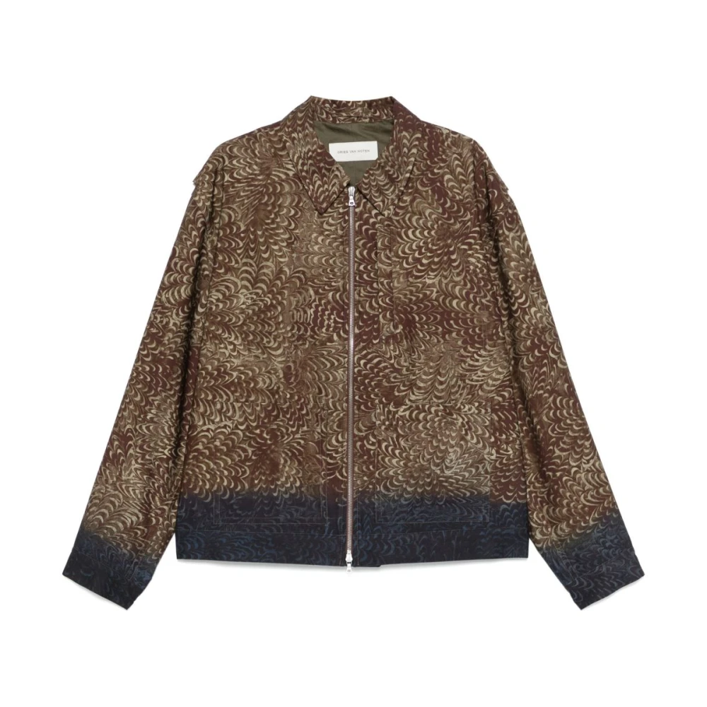 Dries Van Noten Chocoladebruine Rits-Front Jas Brown Heren