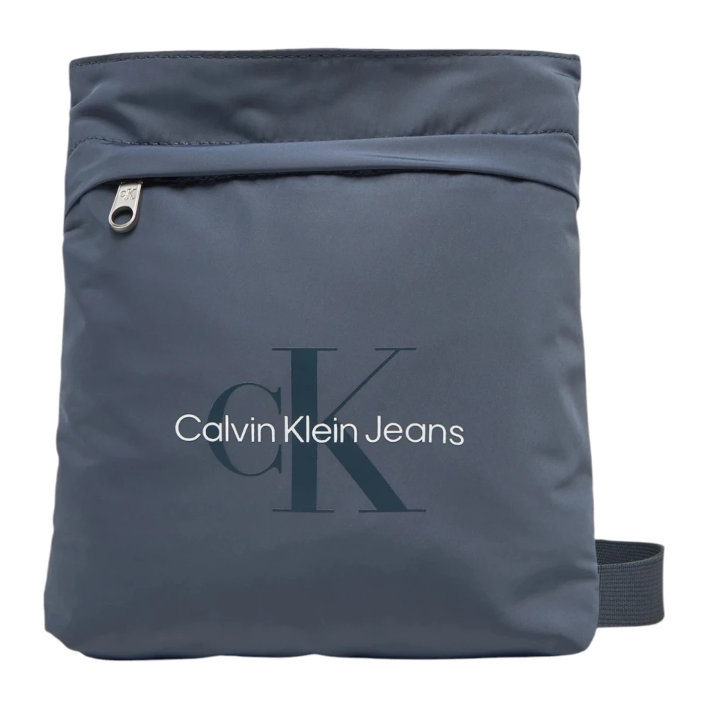 Calvin Klein Jeans Men's Blue Messenger Bags, One Size, Stylish Printed Shoulder Bag With Zip Pockets