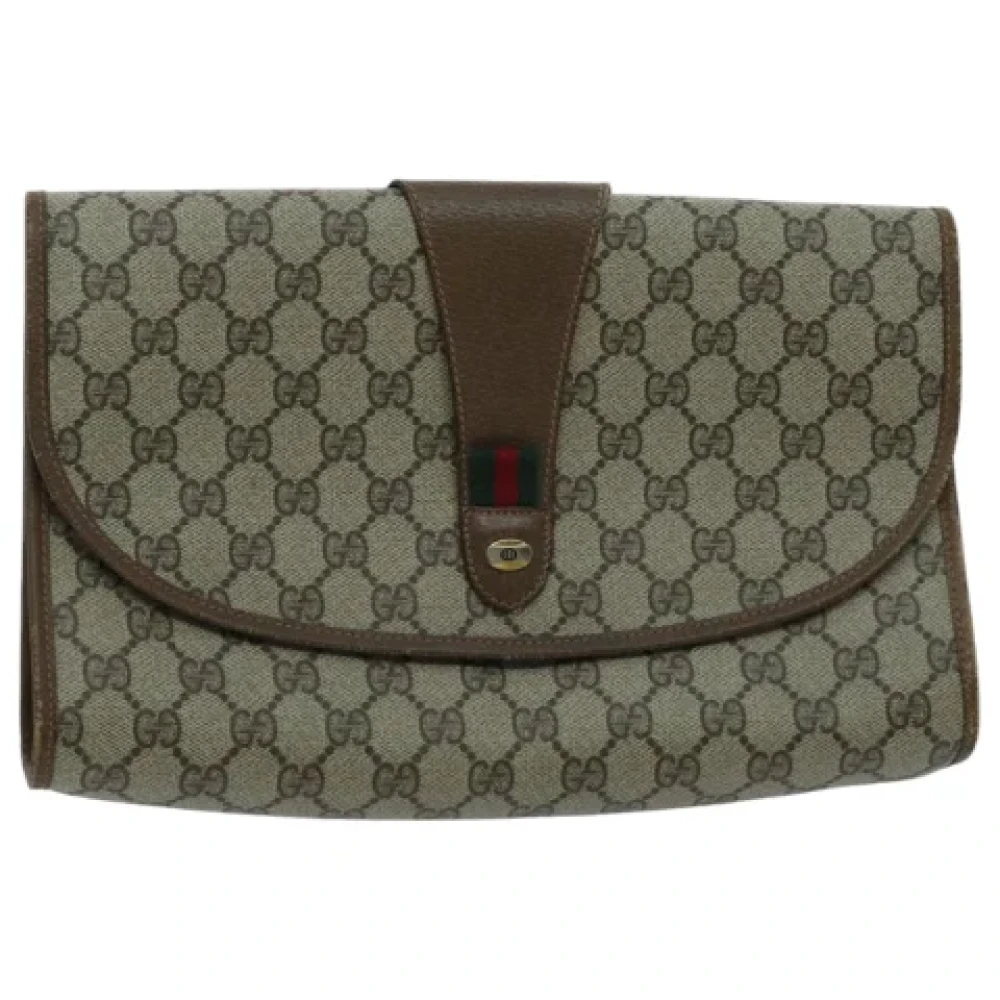 Gucci Vintage Pre-owned Leather clutches Beige Dames