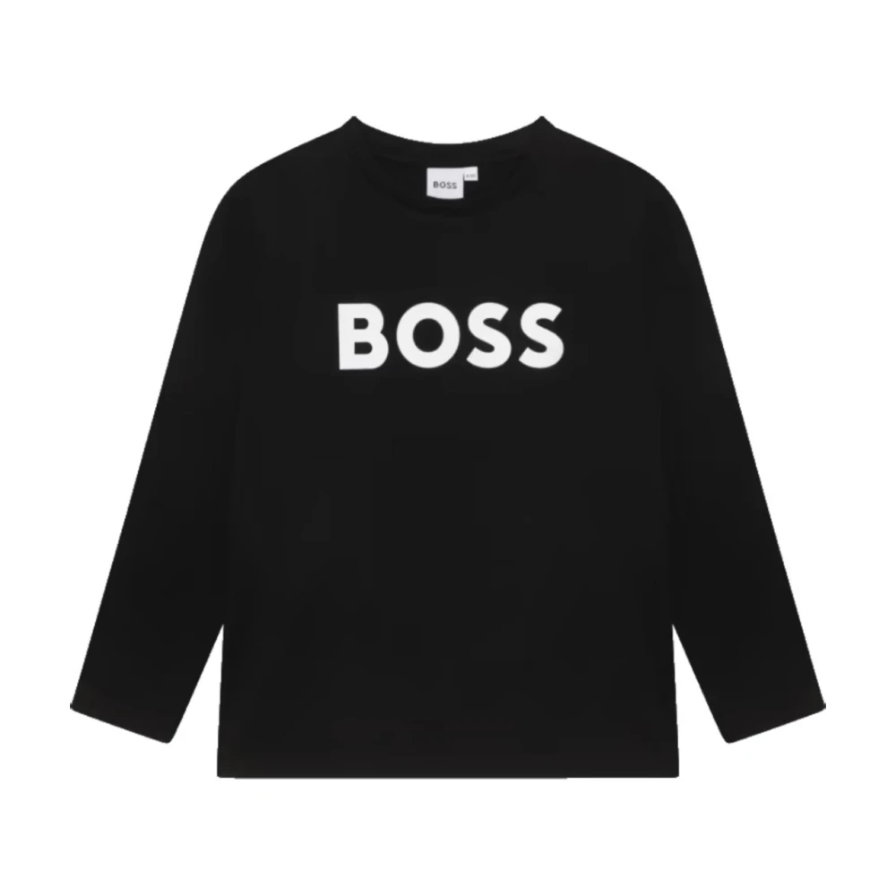 Hugo Boss Svart Bomull T-shirt för Barn Black, Pojke