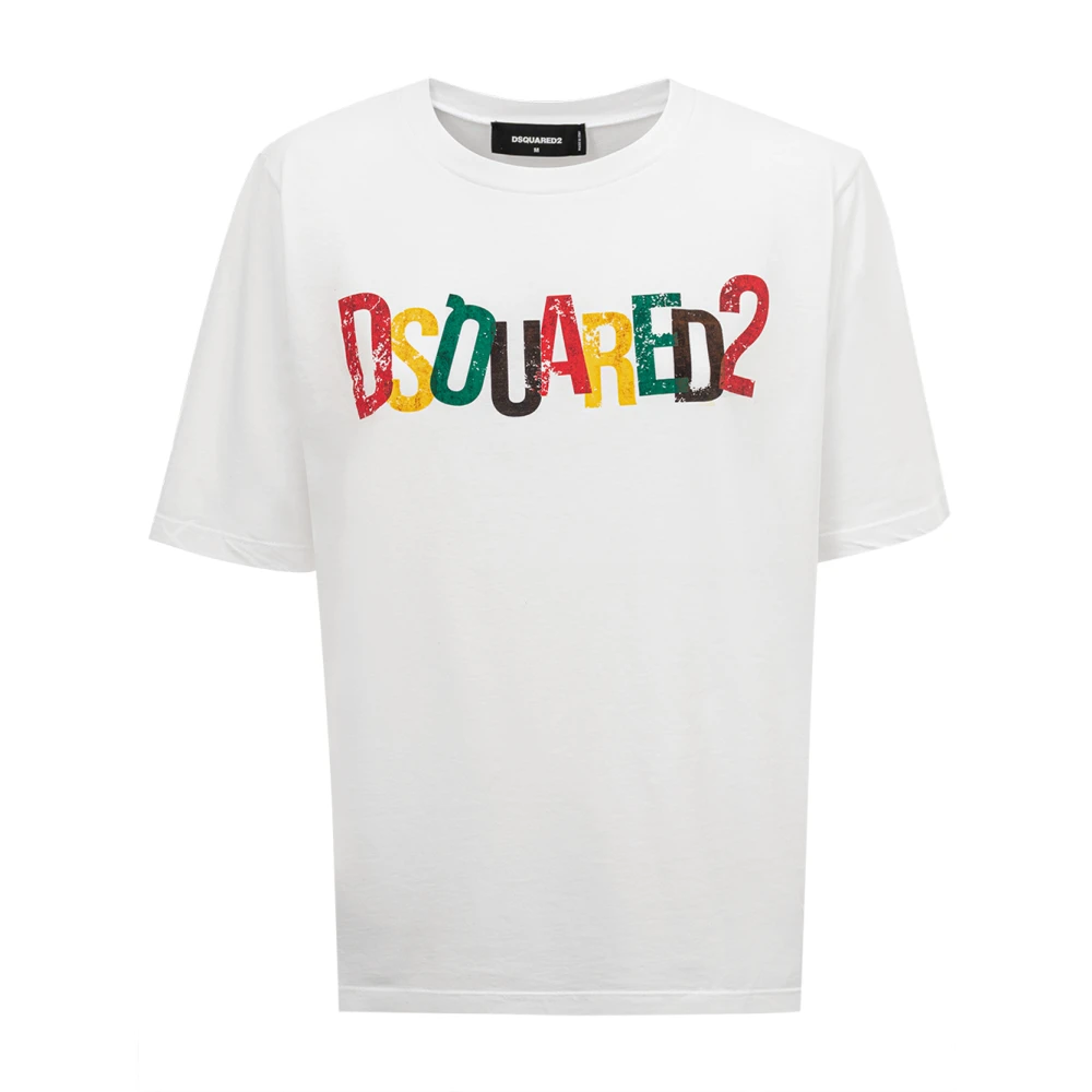 Dsquared2 Multicolor Logo T-Shirt White Dames