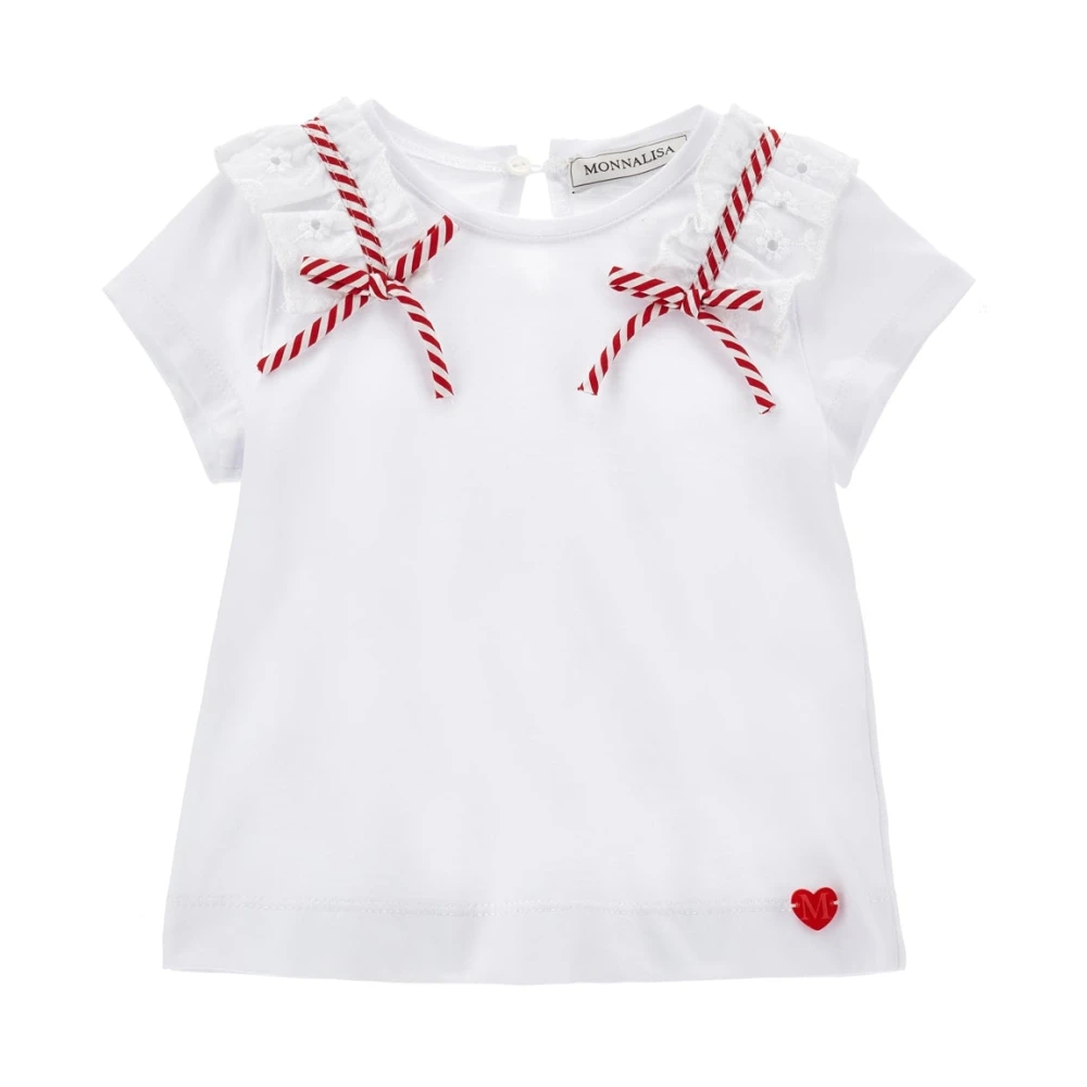Monnalisa Boys White Cotton T-Shirt - Kids Short Sleeve T-Shirts - 9 M - Kids