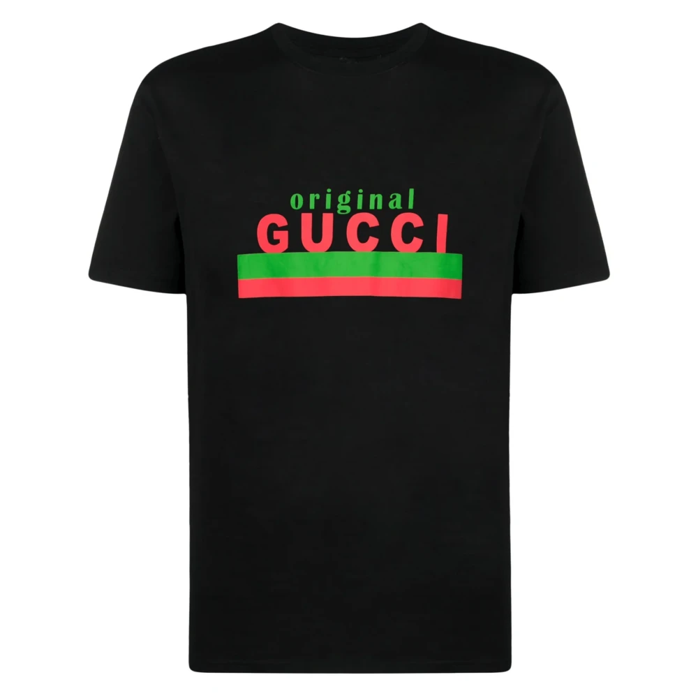 Gucci Bedrukt Logo Zwart Oversized T-Shirt Black Heren