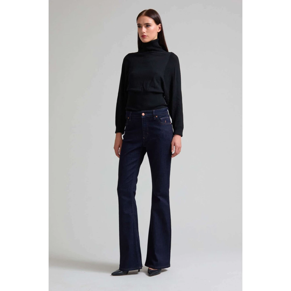 Jeckerson Pantalone 5 zakken flared fit Blue Dames