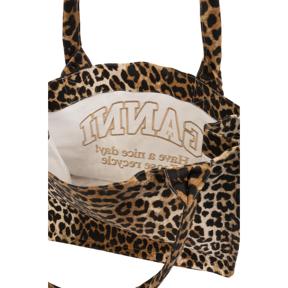 Ganni Shopper tas met logo Brown Dames