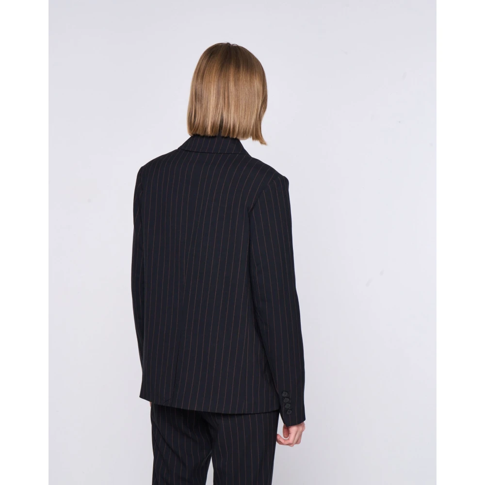 Silvian Heach Klassieke Pinstripe Blazer met Revers Blue Dames