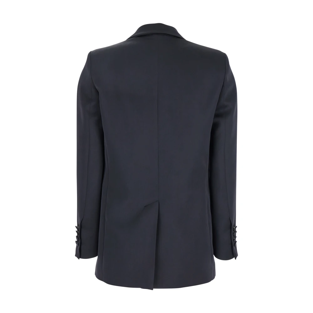 Plain Units Blauwe Double-Breasted Satijnen Jas Vrouw Blue Dames