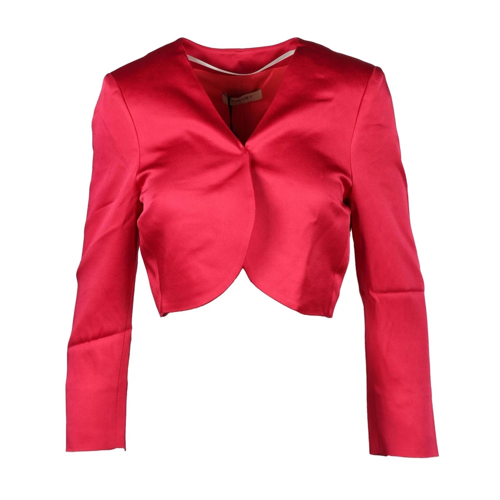 Twinset Women's Pink Blouses, S, Fuchsia Cropped Jumper For