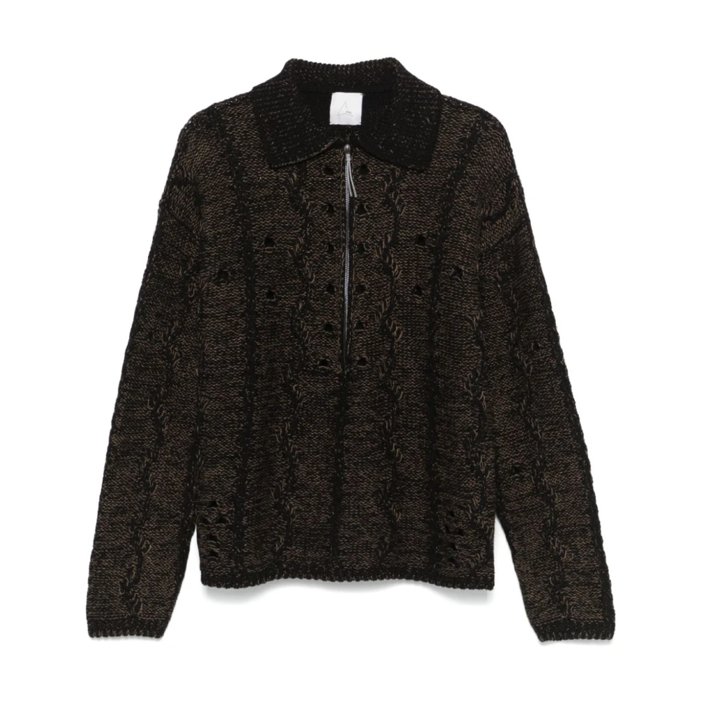 ROA Taupe Bruin Kabel Gebreide Trui Brown Heren