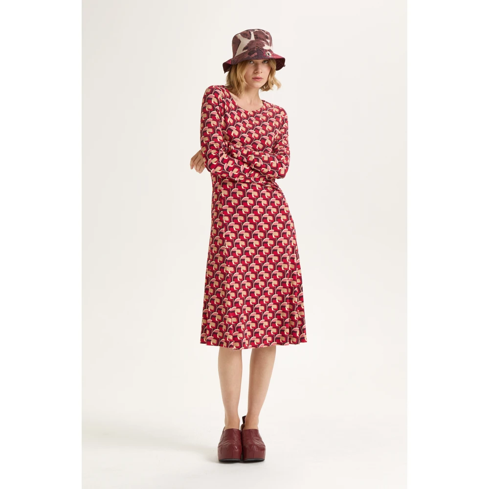 Maliparmi Gedrukte Jersey Jurk met Flatterende Snitten Red Dames