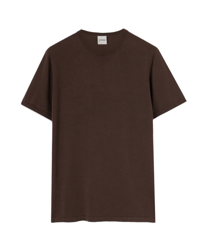 brown-ribbed-crewneck-cotton-t-shirt