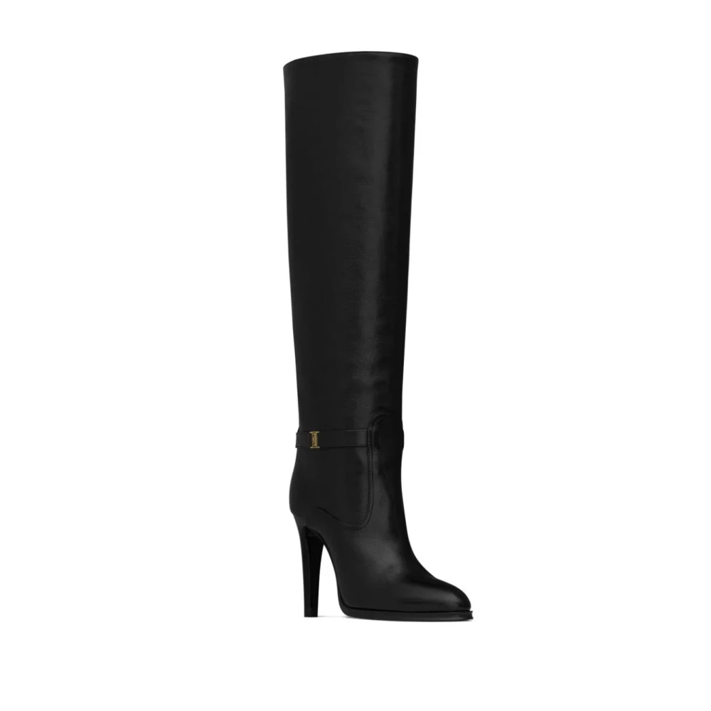 Saint Laurent Linda 100mm Puntige Laarzen Black Dames